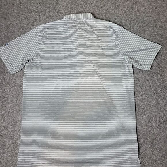 Peter Millar Summer Comfort Mens Golf Polo Sz 2XL Gray Striped Club Embroidered - Picture 2 of 11